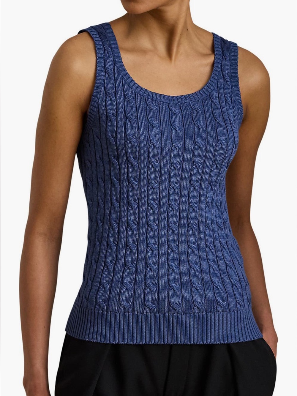 Tommy Hilfiger NWT Sleeveless Cable Stitch 100% Cotton Sweater Tank